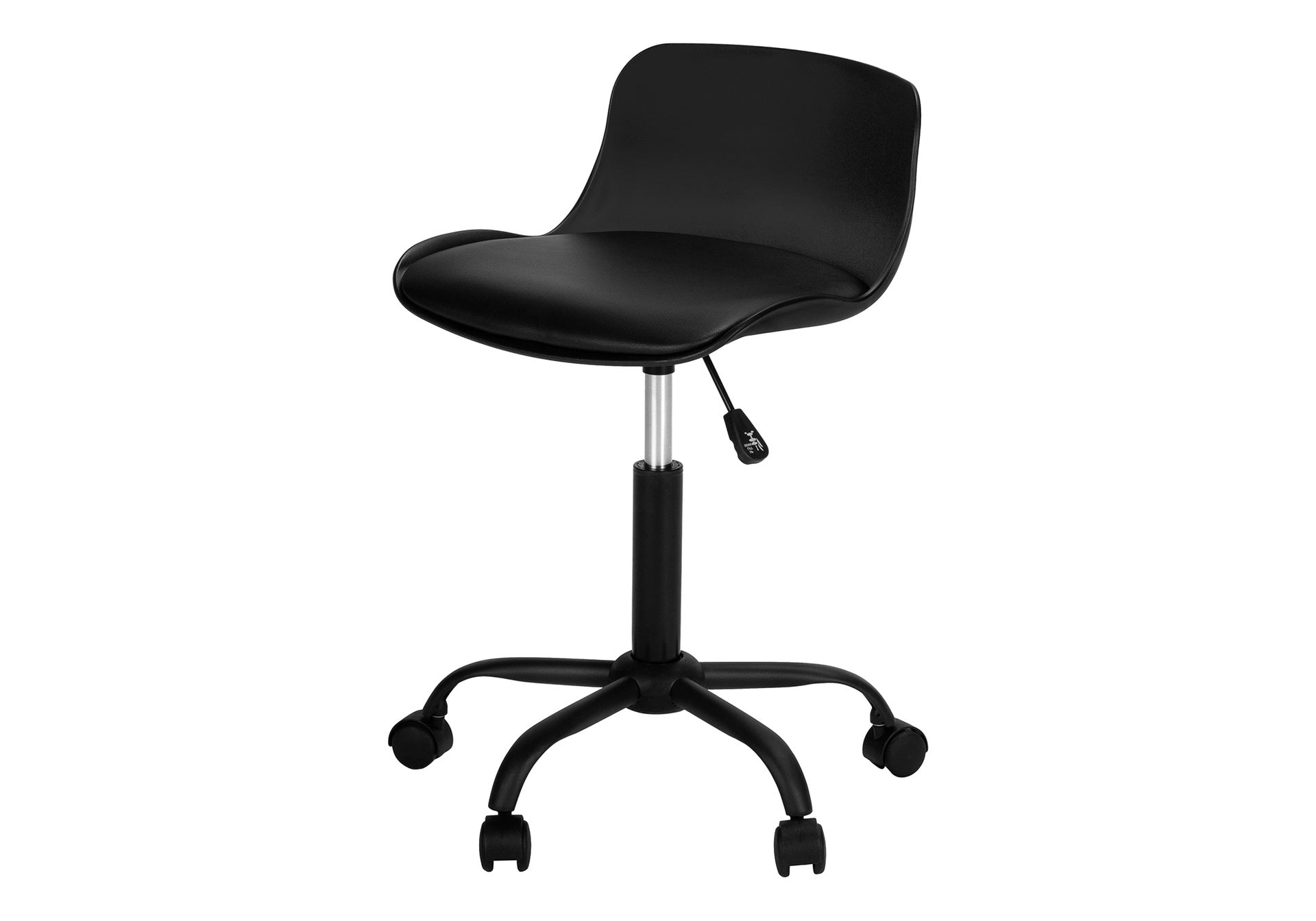 Office Chair, Adjustable Height, Swivel, Ergonomic, Computer Desk, Work, Juvenile, Black Leather Look, White Metal, Contemporary, Modern