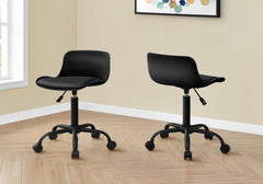 Office Chair, Adjustable Height, Swivel, Ergonomic, Computer Desk, Work, Juvenile, Black Leather Look, White Metal, Contemporary, Modern