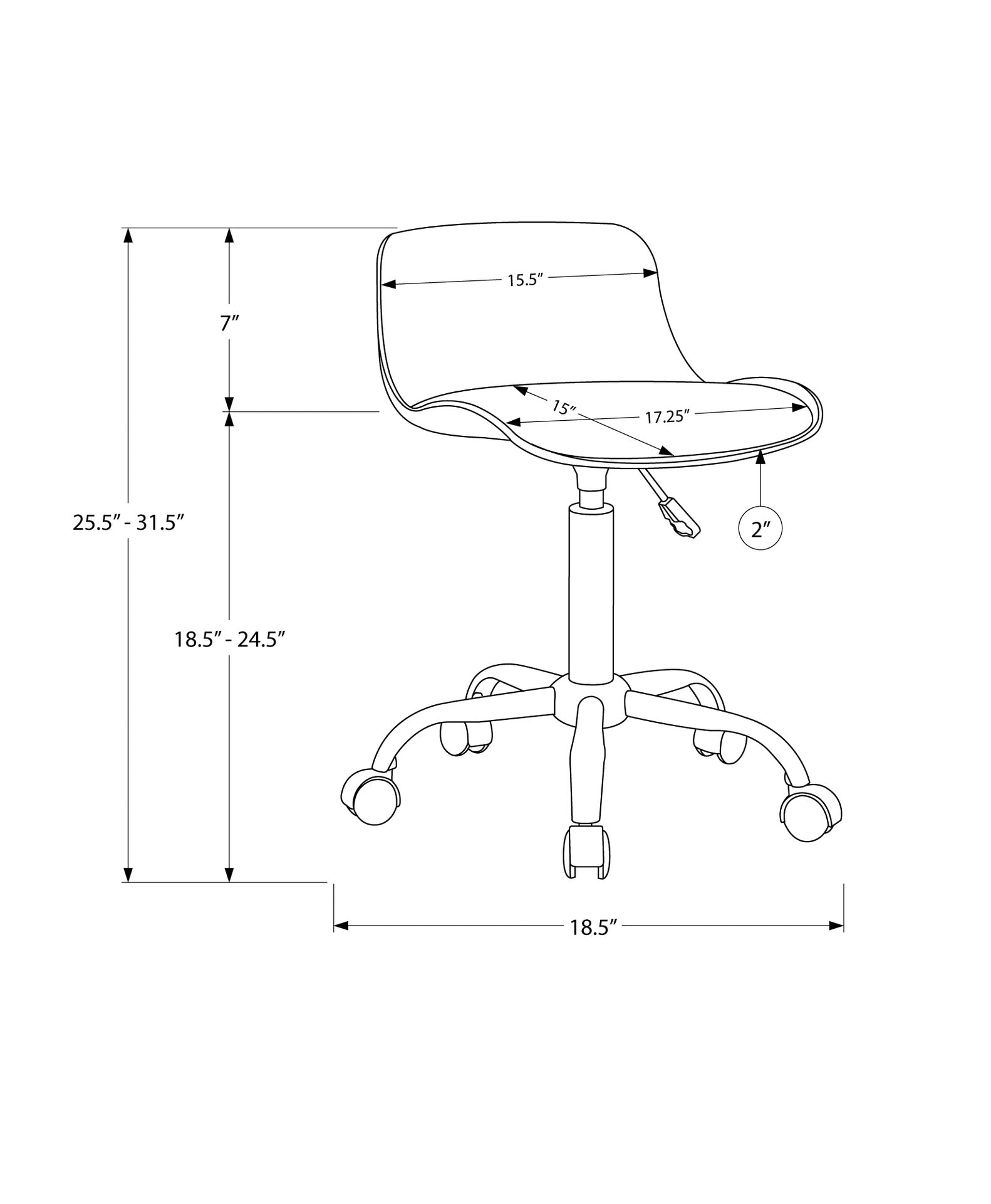 Office Chair, Adjustable Height, Swivel, Ergonomic, Computer Desk, Work, Juvenile, Grey Leather Look, Grey Metal, Contemporary, Modern
