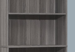Bookshelf, Bookcase, 6 Tier, 72"h, Office, Bedroom, Grey Laminate, Transitional