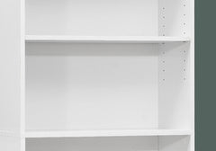 Bookshelf, Bookcase, 6 Tier, 72"h, Office, Bedroom, White Laminate, Transitional