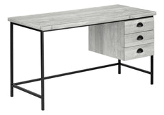 Computer Desk, Home Office, Laptop, Storage Drawers, 55"l, Work, Grey Laminate, Black Metal, Contemporary, Modern