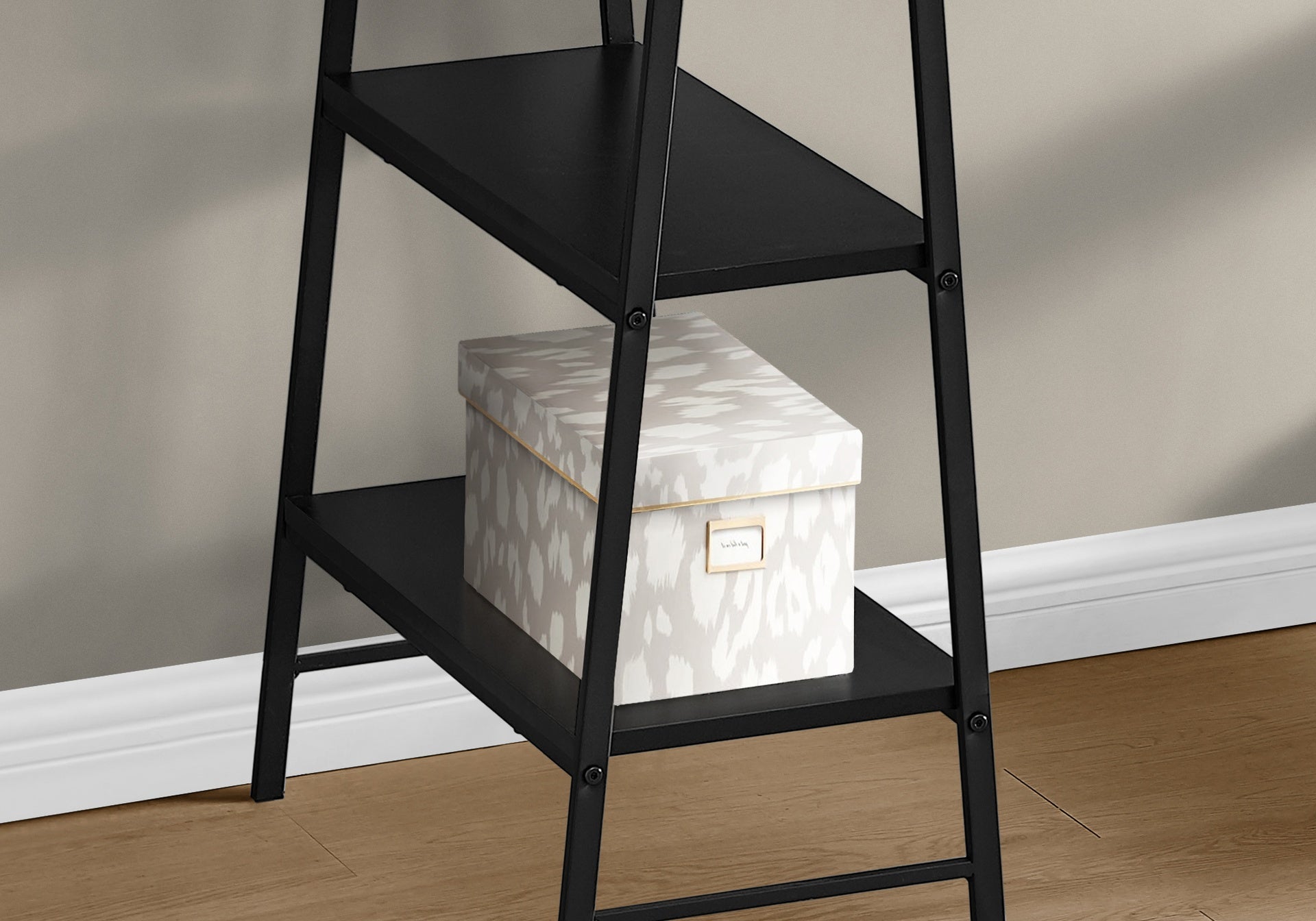 Computer Desk, Home Office, Laptop, Storage Shelves, 48"l, Work, Black Laminate, Black Metal, Contemporary, Modern