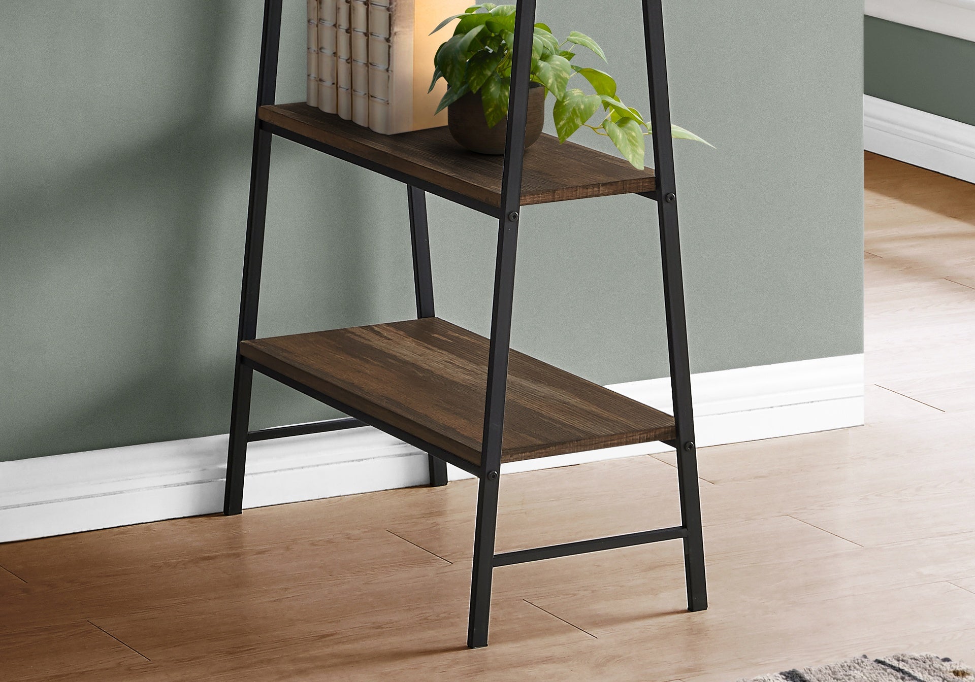 Computer Desk, Home Office, Laptop, Storage Shelves, 48"l, Work, Brown Laminate, Black Metal, Contemporary, Modern