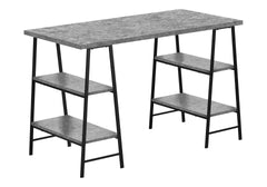Computer Desk, Home Office, Laptop, Storage Shelves, 48"l, Work, Grey Laminate, Black Metal, Contemporary, Modern