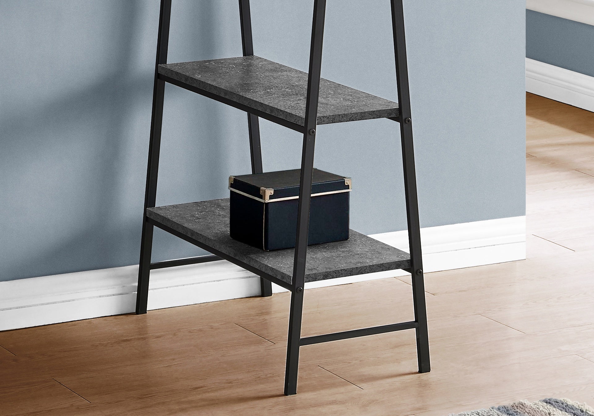 Computer Desk, Home Office, Laptop, Storage Shelves, 48"l, Work, Grey Laminate, Black Metal, Contemporary, Modern