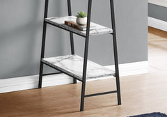 Computer Desk, Home Office, Laptop, Storage Shelves, 48"l, Work, White Marble Look Laminate, Black Metal, Contemporary, Modern