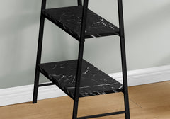 Computer Desk, Home Office, Laptop, Storage Shelves, 48"l, Work, Black Marble Look Laminate, Black Metal, Contemporary, Modern