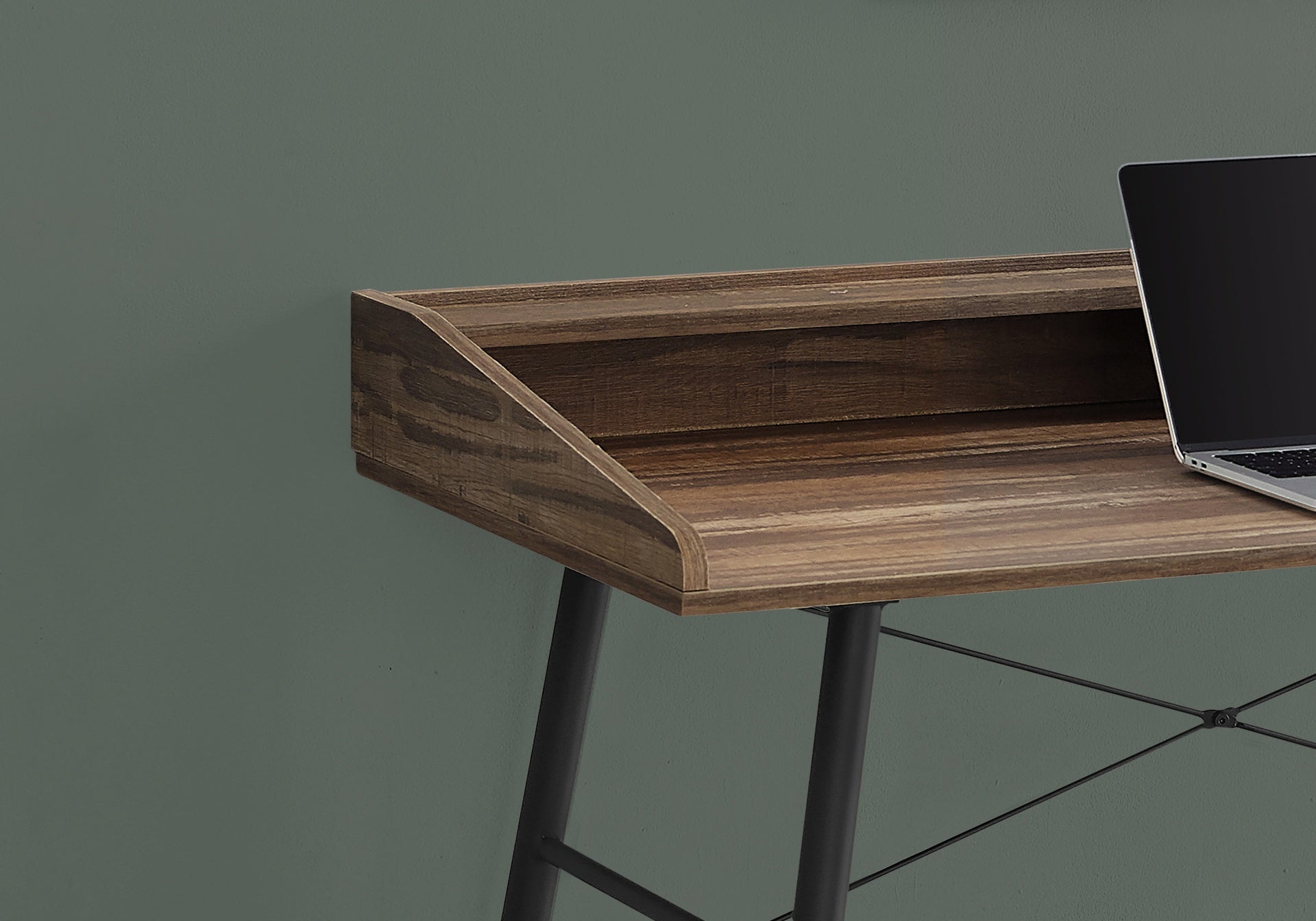 Computer Desk, Home Office, Laptop, Storage Shelves, 48"l, Work, Brown Laminate, Black Metal, Contemporary, Modern