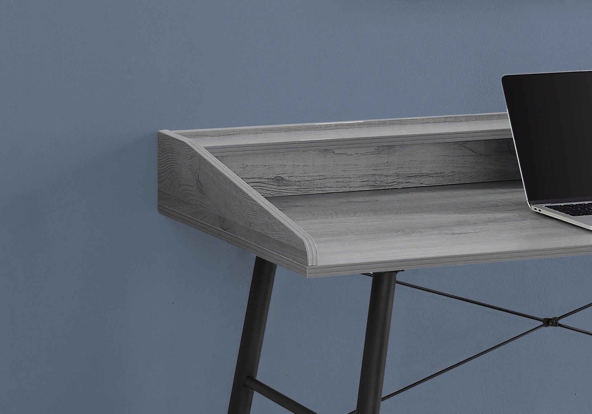 Computer Desk, Home Office, Laptop, Storage Shelves, 48"l, Work, Grey Laminate, Black Metal, Contemporary, Modern