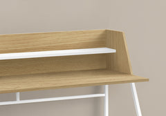 Computer Desk, Home Office, Laptop, Storage Shelves, 48"l, Work, Natural Laminate, White Metal, Contemporary, Modern