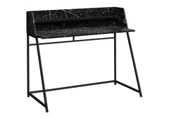 Computer Desk, Home Office, Laptop, Storage Shelves, 48"l, Work, Black Marble Look Laminate, Black Metal, Contemporary, Modern