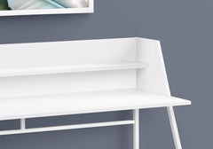 Computer Desk, Home Office, Laptop, Storage Shelves, 48"l, Work, White Laminate, White Metal, Contemporary, Modern