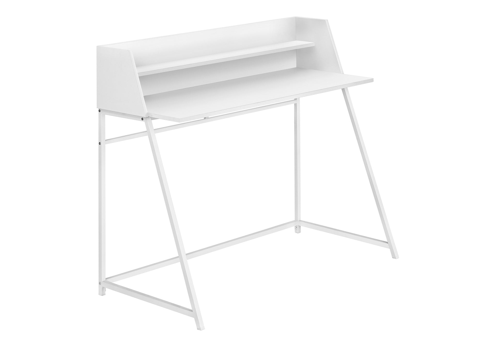 Computer Desk, Home Office, Laptop, Storage Shelves, 48"l, Work, White Laminate, White Metal, Contemporary, Modern