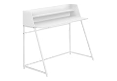 Computer Desk, Home Office, Laptop, Storage Shelves, 48"l, Work, White Laminate, White Metal, Contemporary, Modern