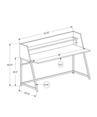 Computer Desk, Home Office, Laptop, Storage Shelves, 48"l, Work, White Laminate, White Metal, Contemporary, Modern