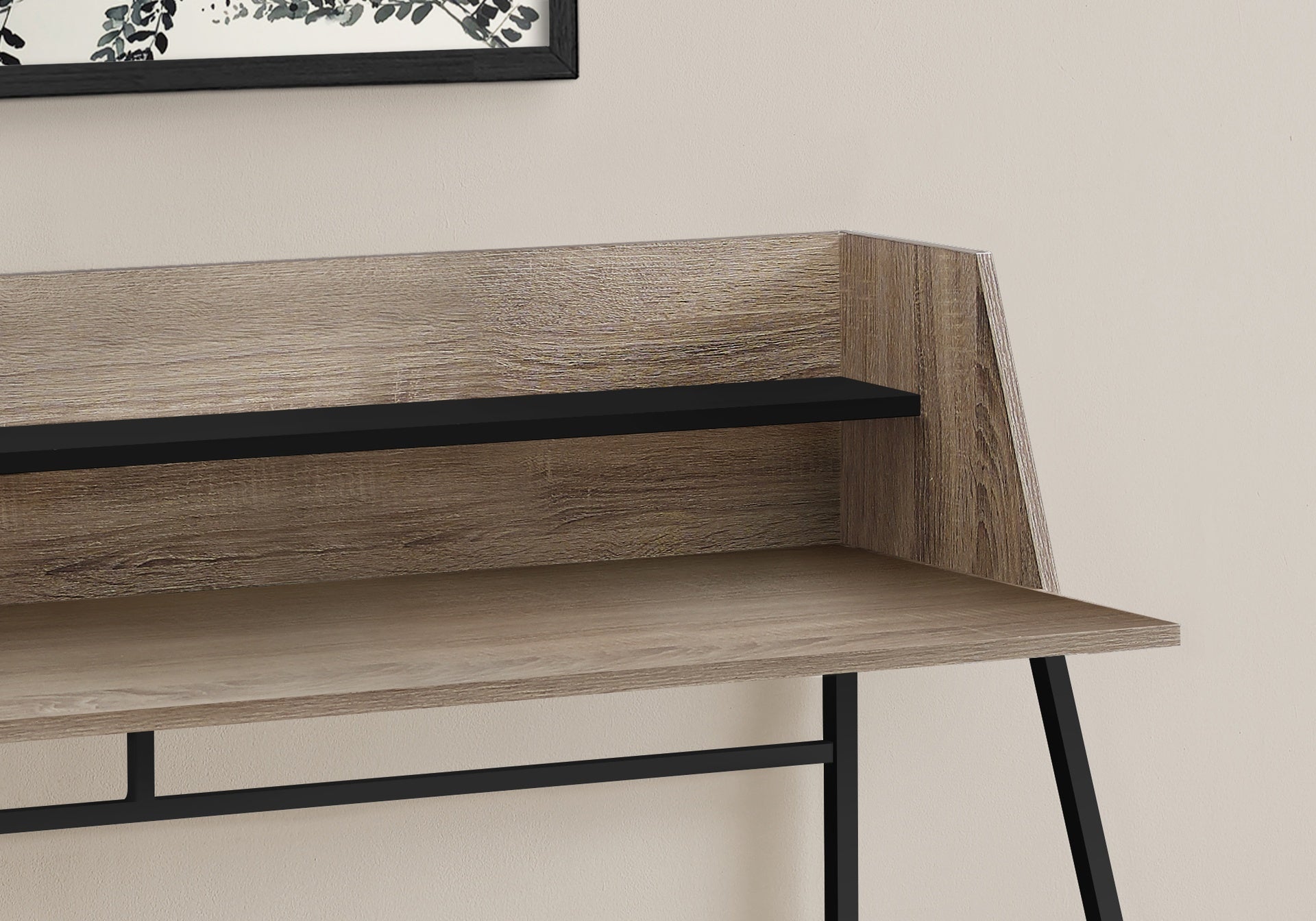 Computer Desk, Home Office, Laptop, Storage Shelves, 48"l, Work, Brown Laminate, Black Metal, Contemporary, Modern