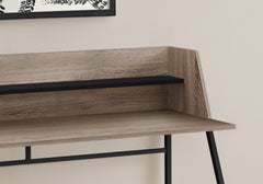 Computer Desk, Home Office, Laptop, Storage Shelves, 48"l, Work, Brown Laminate, Black Metal, Contemporary, Modern