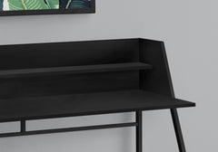 Computer Desk, Home Office, Laptop, Storage Shelves, 48"l, Work, Black Laminate, Black Metal, Contemporary, Modern