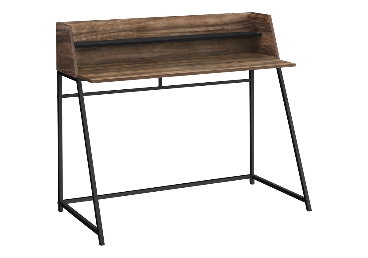 Computer Desk, Home Office, Laptop, Storage Shelves, 48"l, Work, Brown Laminate, Black Metal, Contemporary, Modern