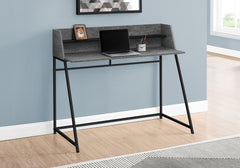Computer Desk, Home Office, Laptop, Storage Shelves, 48"l, Work, Grey Stone Look Laminate, Black Metal, Contemporary, Modern