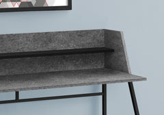 Computer Desk, Home Office, Laptop, Storage Shelves, 48"l, Work, Grey Stone Look Laminate, Black Metal, Contemporary, Modern