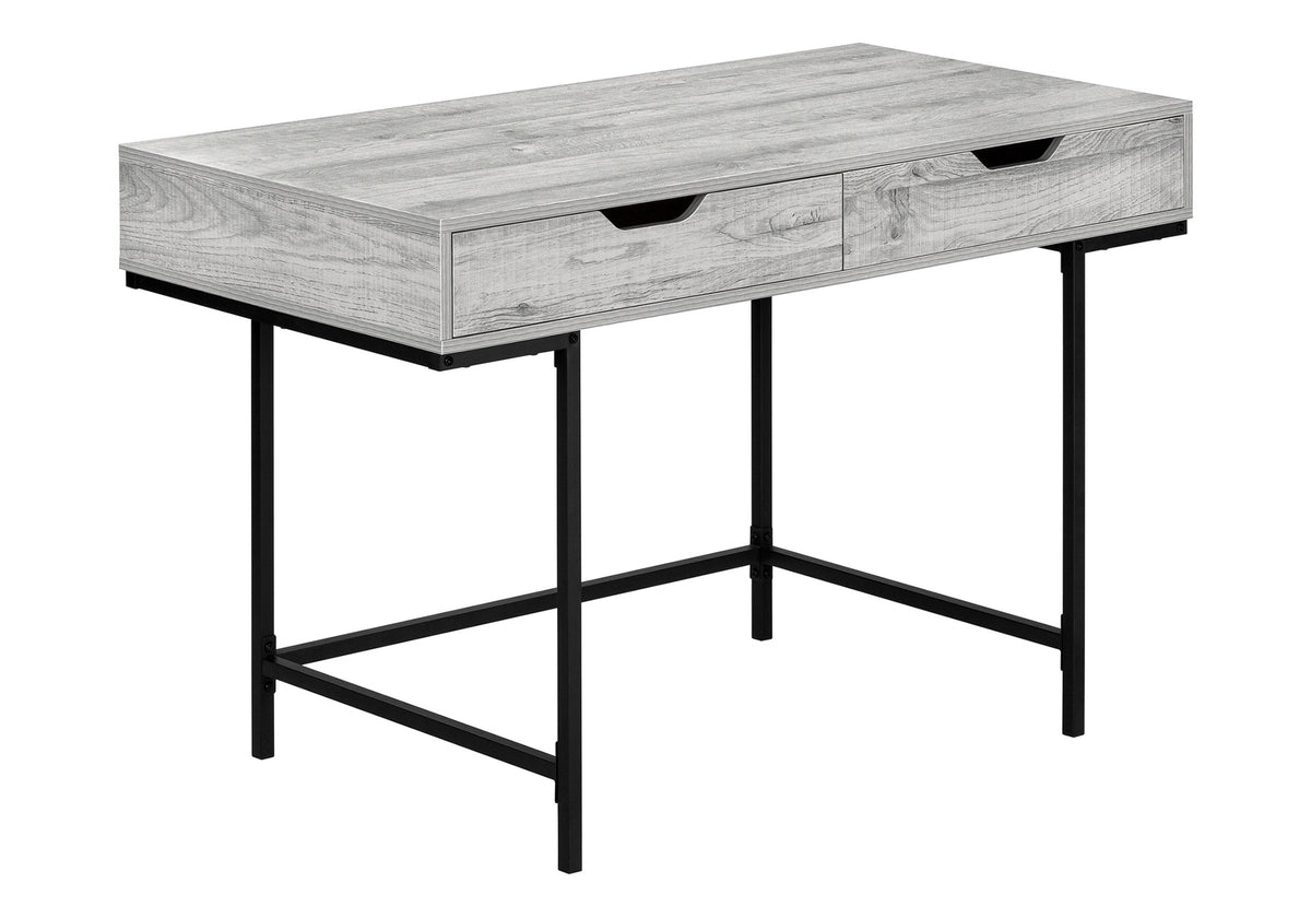 Computer Desk, Home Office, Laptop, Storage Drawers, 48"l, Work, Grey Laminate, Black Metal, Contemporary, Modern