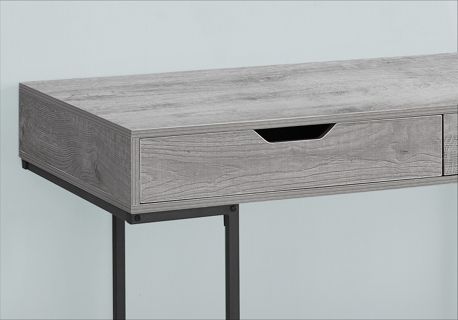 Computer Desk, Home Office, Laptop, Storage Drawers, 48"l, Work, Grey Laminate, Black Metal, Contemporary, Modern