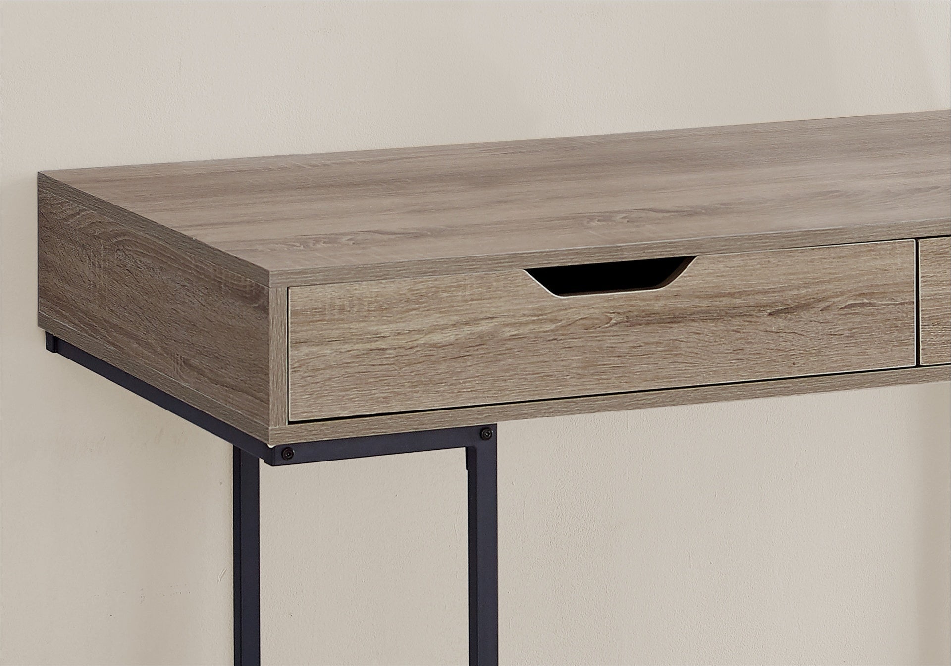 Computer Desk, Home Office, Laptop, Storage Drawers, 48"l, Work, Brown Laminate, Black Metal, Contemporary, Modern