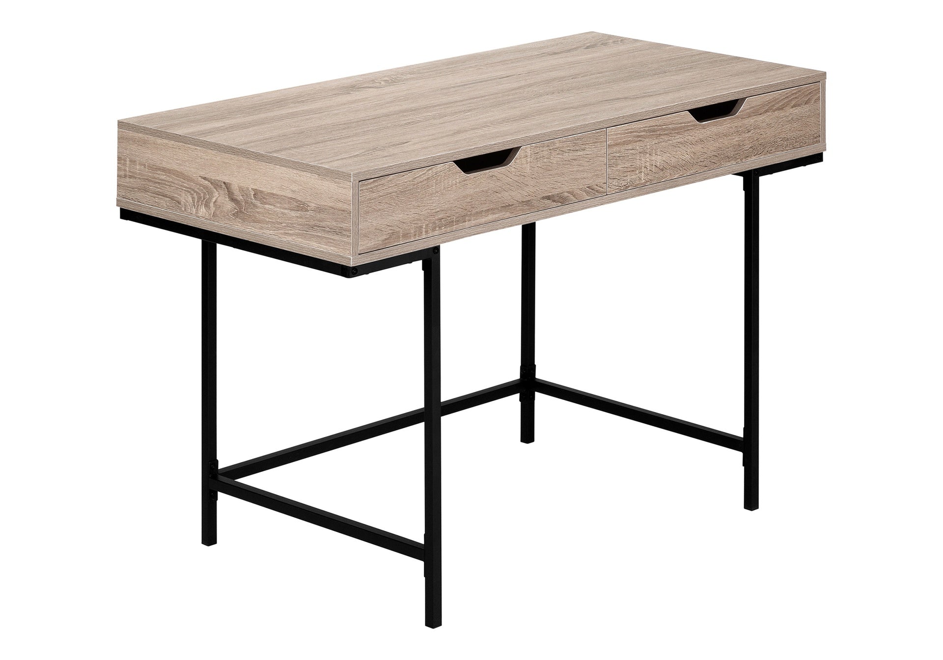 Computer Desk, Home Office, Laptop, Storage Drawers, 48"l, Work, Brown Laminate, Black Metal, Contemporary, Modern