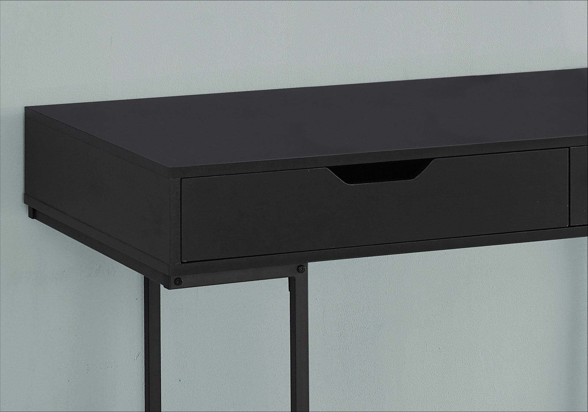 Computer Desk, Home Office, Laptop, Storage Drawers, 48"l, Work, Black Laminate, Black Metal, Contemporary, Modern