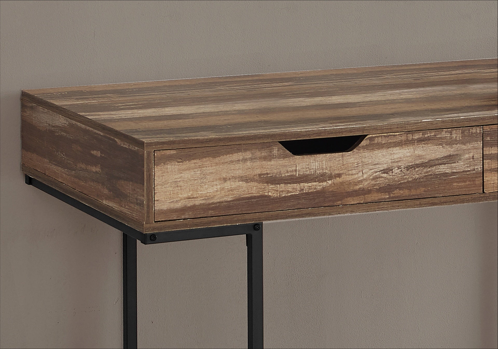 Computer Desk, Home Office, Laptop, Storage Drawers, 48"l, Work, Brown Laminate, Black Metal, Contemporary, Modern