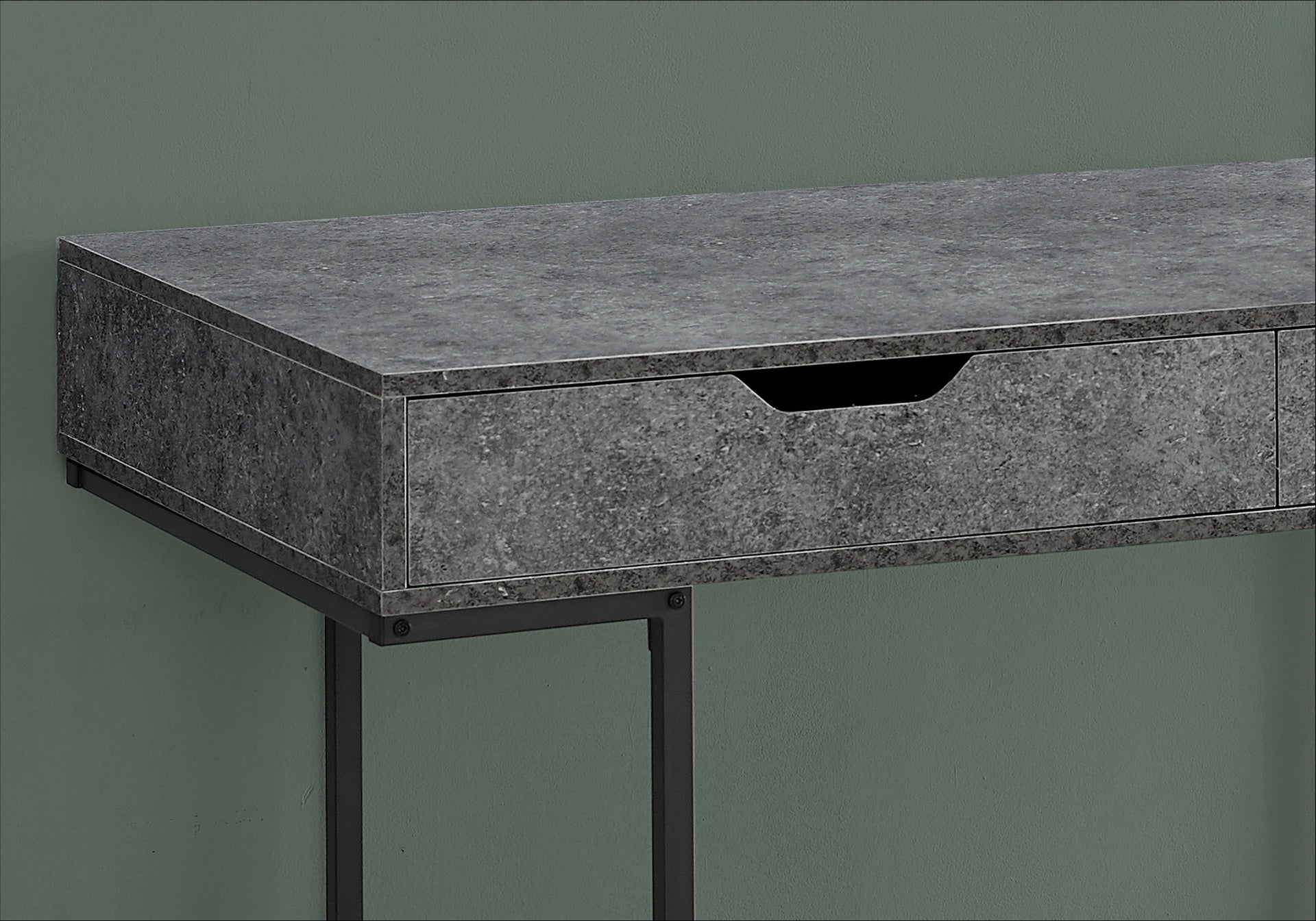 Computer Desk, Home Office, Laptop, Storage Drawers, 48"l, Work, Grey Laminate, Black Metal, Contemporary, Modern