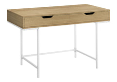 Computer Desk, Home Office, Laptop, Storage Drawers, 48"l, Work, Natural Laminate, White Metal, Contemporary, Modern