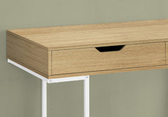 Computer Desk, Home Office, Laptop, Storage Drawers, 48"l, Work, Natural Laminate, White Metal, Contemporary, Modern