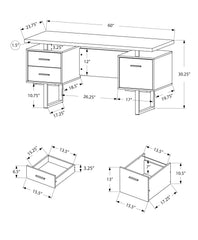 Computer Desk, Home Office, Laptop, Left, Right Set-up, Storage Drawers, 60"l, Work, Brown Laminate, Black Metal, Contemporary, Modern