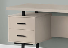 Computer Desk, Home Office, Laptop, Left, Right Set-up, Storage Drawers, 60"l, Work, Beige Laminate, Black Metal, Contemporary, Modern