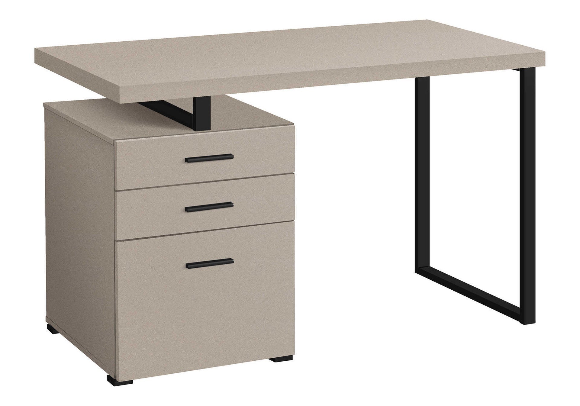 Computer Desk, Home Office, Laptop, Left, Right Set-up, Storage Drawers, 48"l, Work, Beige Laminate, Black Metal, Contemporary, Modern