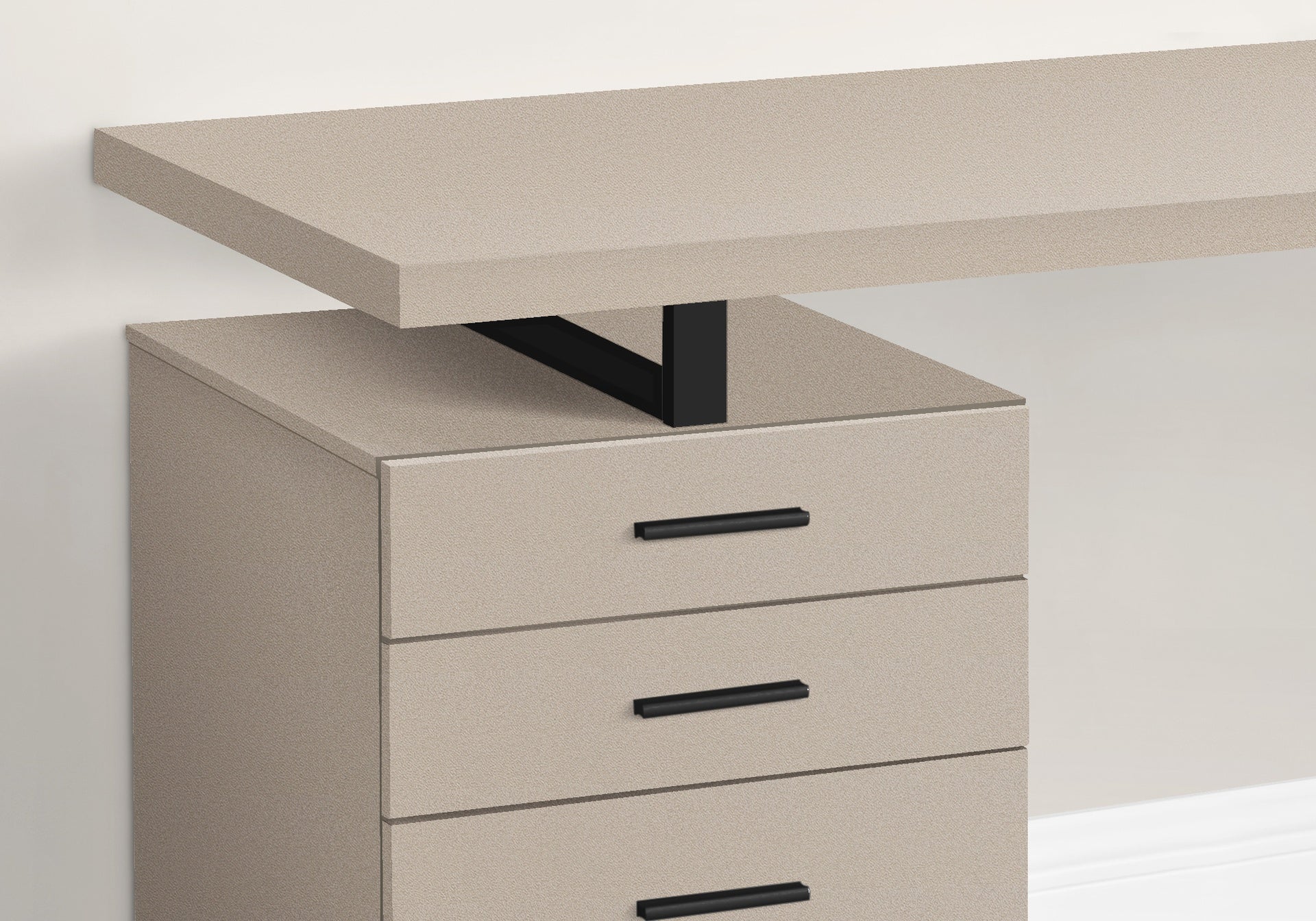 Computer Desk, Home Office, Laptop, Left, Right Set-up, Storage Drawers, 48"l, Work, Beige Laminate, Black Metal, Contemporary, Modern
