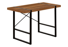 Computer Desk, Home Office, Laptop, 48"l, Work, Walnut Laminate, Black Metal, Contemporary, Modern