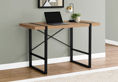 Computer Desk, Home Office, Laptop, 48"l, Work, Brown Laminate, Black Metal, Contemporary, Modern