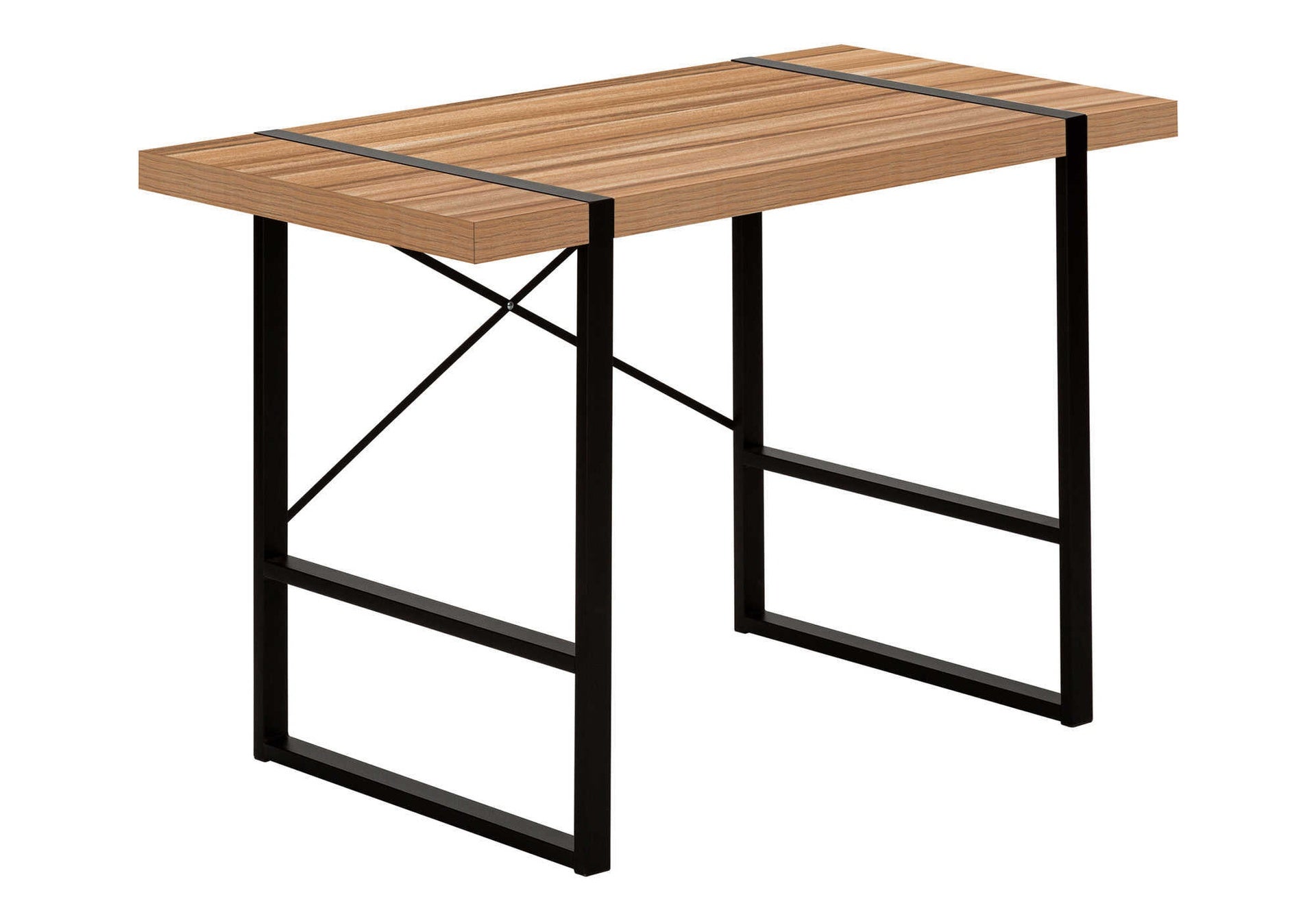 Computer Desk, Home Office, Laptop, 48"l, Work, Brown Laminate, Black Metal, Contemporary, Modern