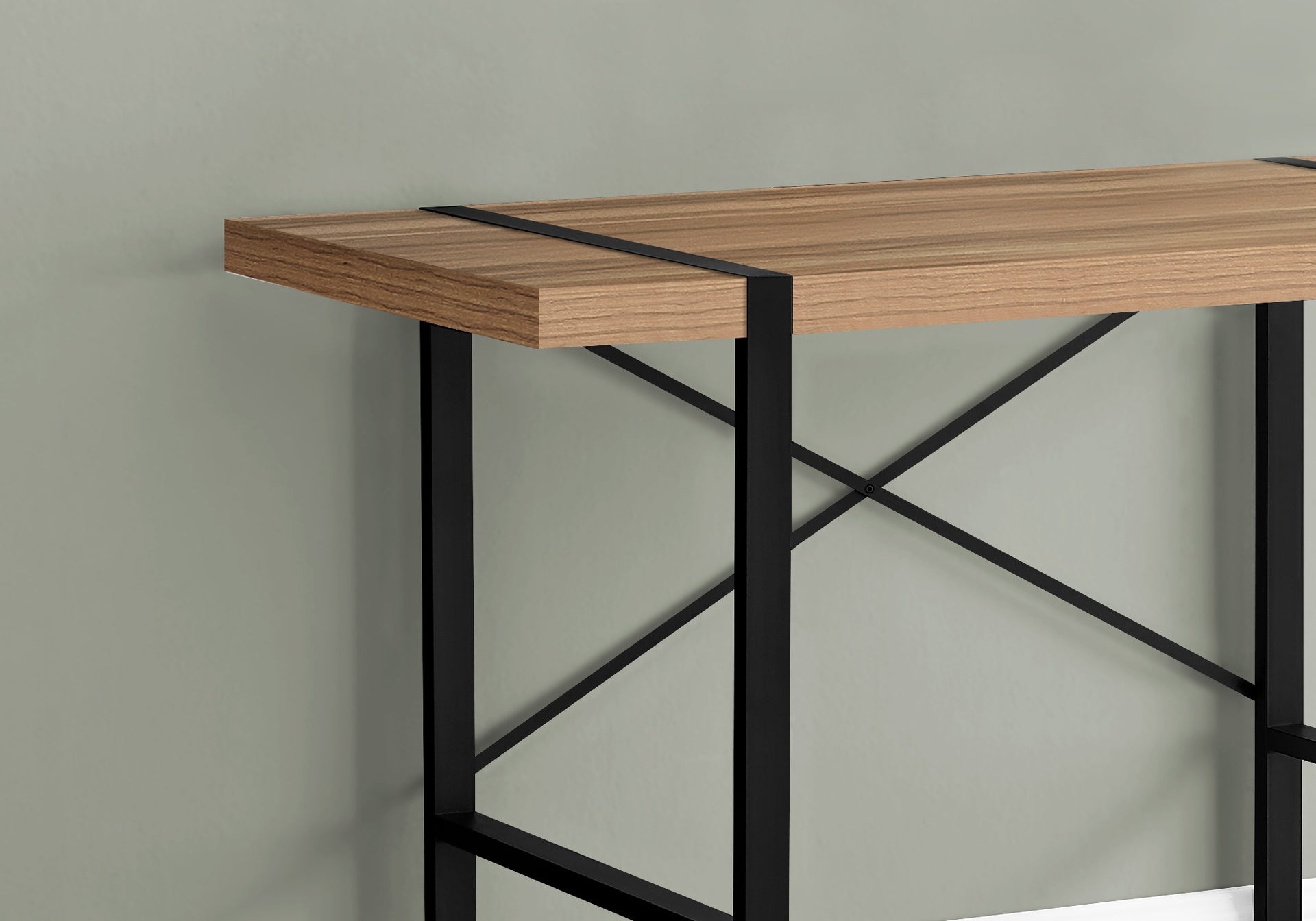 Computer Desk, Home Office, Laptop, 48"l, Work, Brown Laminate, Black Metal, Contemporary, Modern