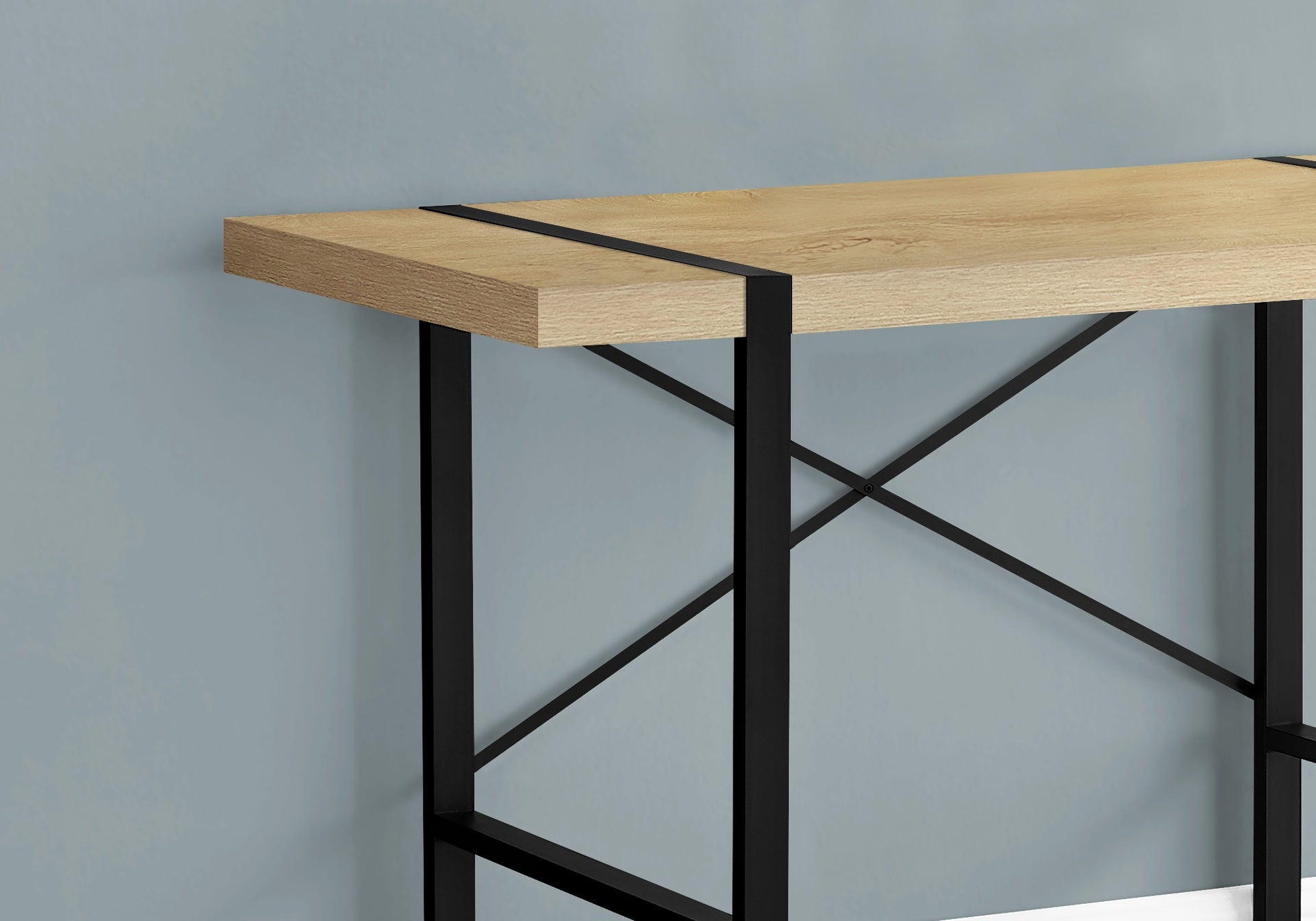 Computer Desk, Home Office, Laptop, 48"l, Work, Natural Laminate, Black Metal, Contemporary, Modern