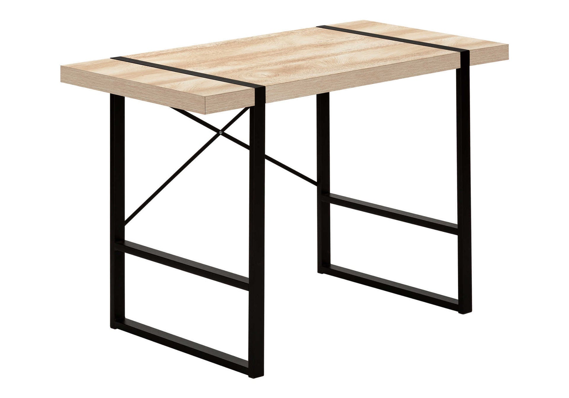 Computer Desk, Home Office, Laptop, 48"l, Work, Natural Laminate, Black Metal, Contemporary, Modern