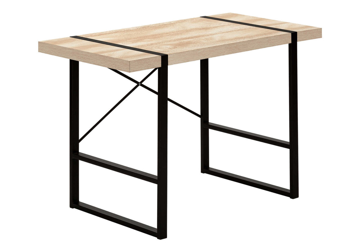 Computer Desk, Home Office, Laptop, 48"l, Work, Natural Laminate, Black Metal, Contemporary, Modern
