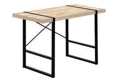 Computer Desk, Home Office, Laptop, 48"l, Work, Natural Laminate, Black Metal, Contemporary, Modern