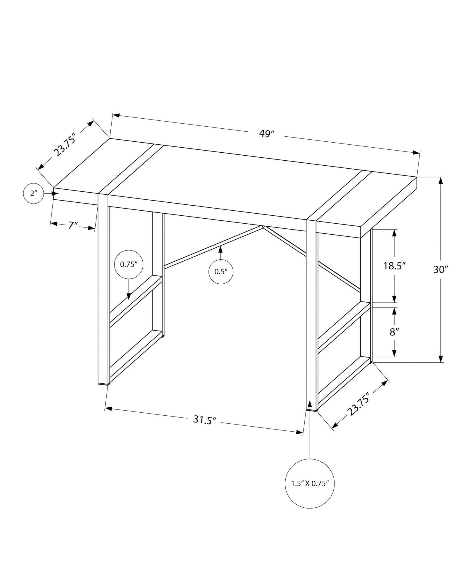 Computer Desk, Home Office, Laptop, 48"l, Work, Beige Laminate, Black Metal, Contemporary, Modern