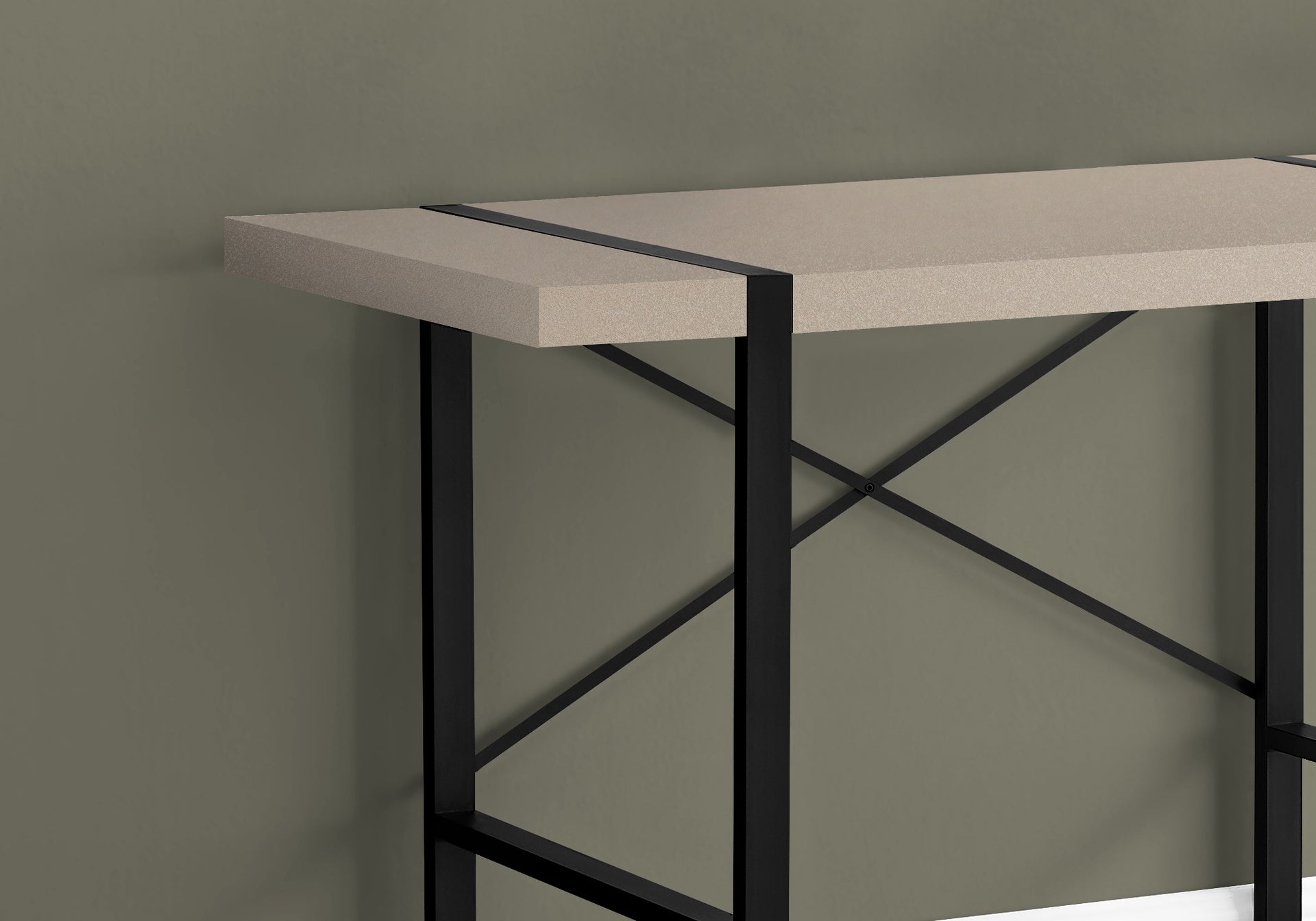 Computer Desk, Home Office, Laptop, 48"l, Work, Beige Laminate, Black Metal, Contemporary, Modern