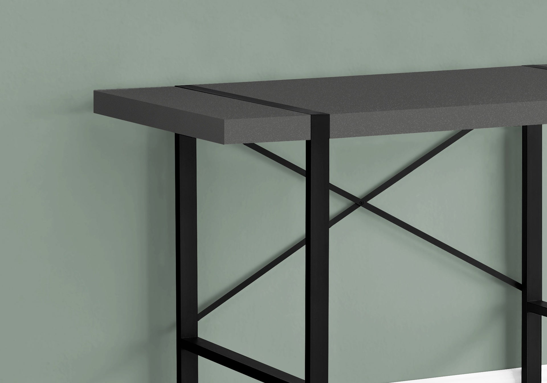 Computer Desk, Home Office, Laptop, 48"l, Work, Grey Laminate, Black Metal, Contemporary, Modern
